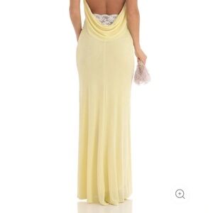 Yellow Cowl Neck Backless Gown for Prom